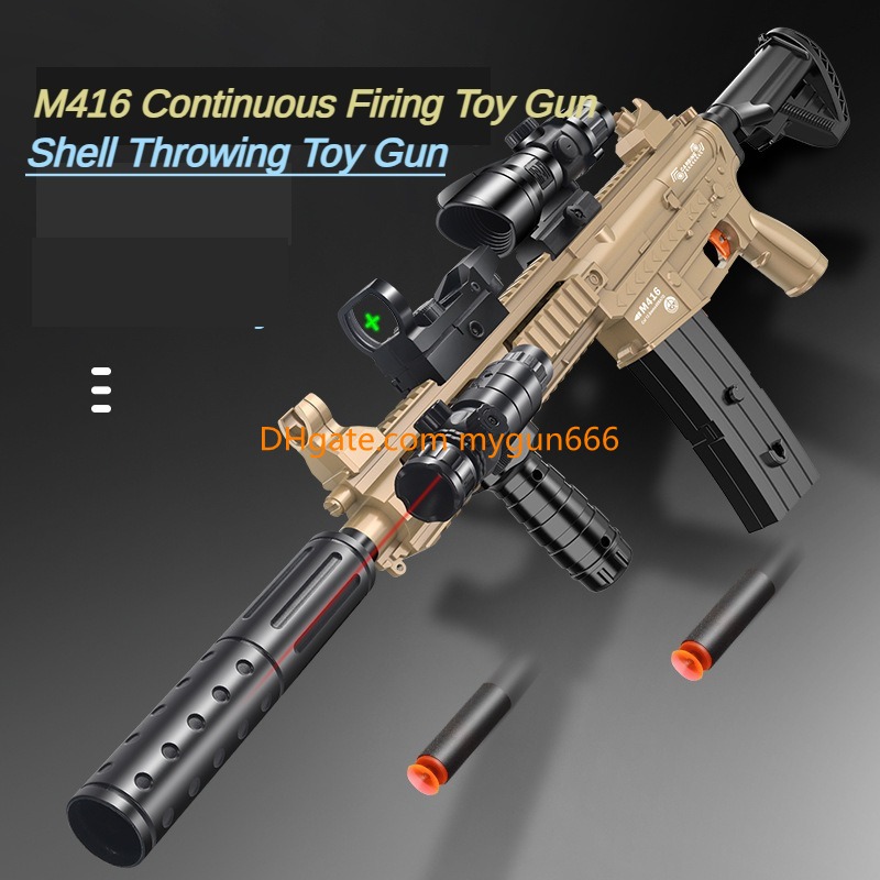 M416 Soft Bullets Toy Gun Manual Shell Ejected Launcher Outdoor Cs Pubg Game Prop Foam Dart Look Real Moive Prop Collection Birthday Gifts for Boys Fi