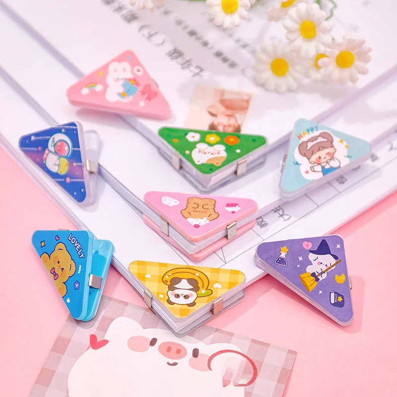 5pcs Kawaii Triangle Corner Clips Cute Bookmarks Page Holder Paper Clips File Index Photo Clamp Korean Stationery Desk Organizer