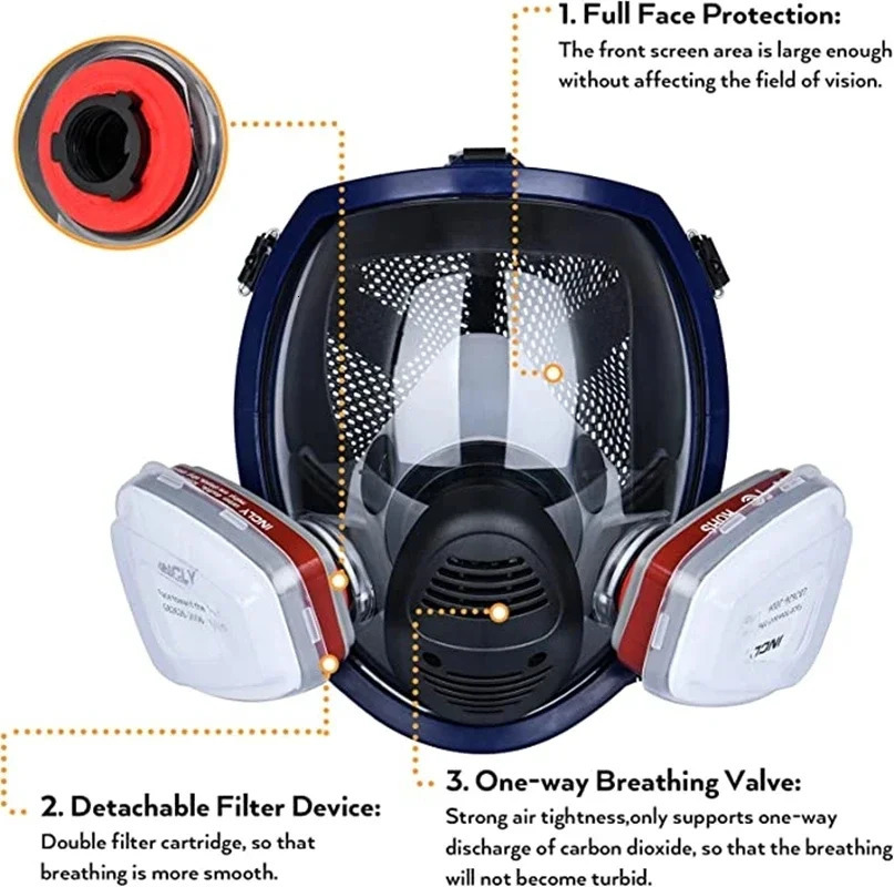 Chemical mask 6800 15/17 in 1 gas mask dust respirator paint insecticide spray silicone full face filter for laboratory welding 240515