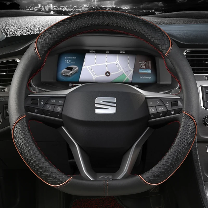 for Seat Arona FR Xperience 2017~2021 Car Steering Wheel Cover PU Leather Non-slip Auto Accsesories Fast Shipping