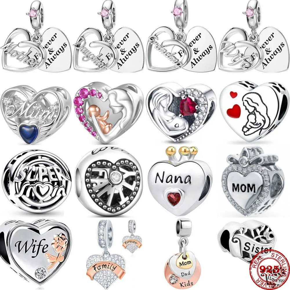 2023 New 925 Sterling Silver Mom Wife Sisters Family Pendans Bead Diy Fit Original Pandora Charm Bracelet Necklace Women Jewelry