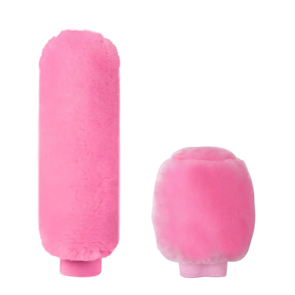 2Pcs Car Handbrake Grip Covers Gear Shift Knob Cover Handle Plush Sleeve Soft Warm Hand Brake Car Accessories for Girls