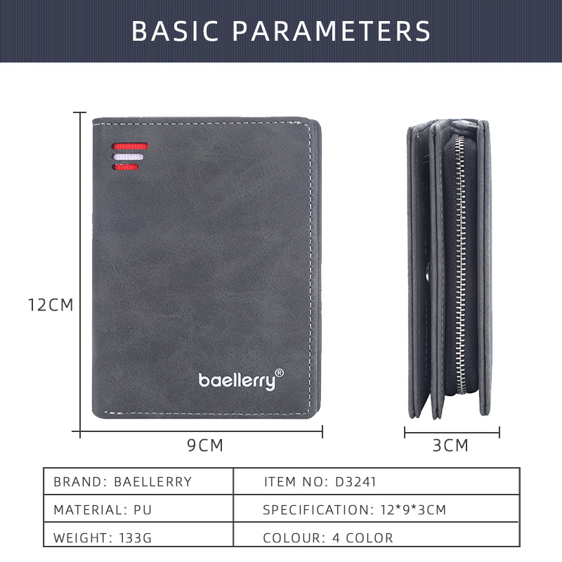 New Baellerry Mens Purse Male Wallet Small Money Bag Man PU Leather Card Holders Men's Wallets with Coin Pocket Wallet for Men