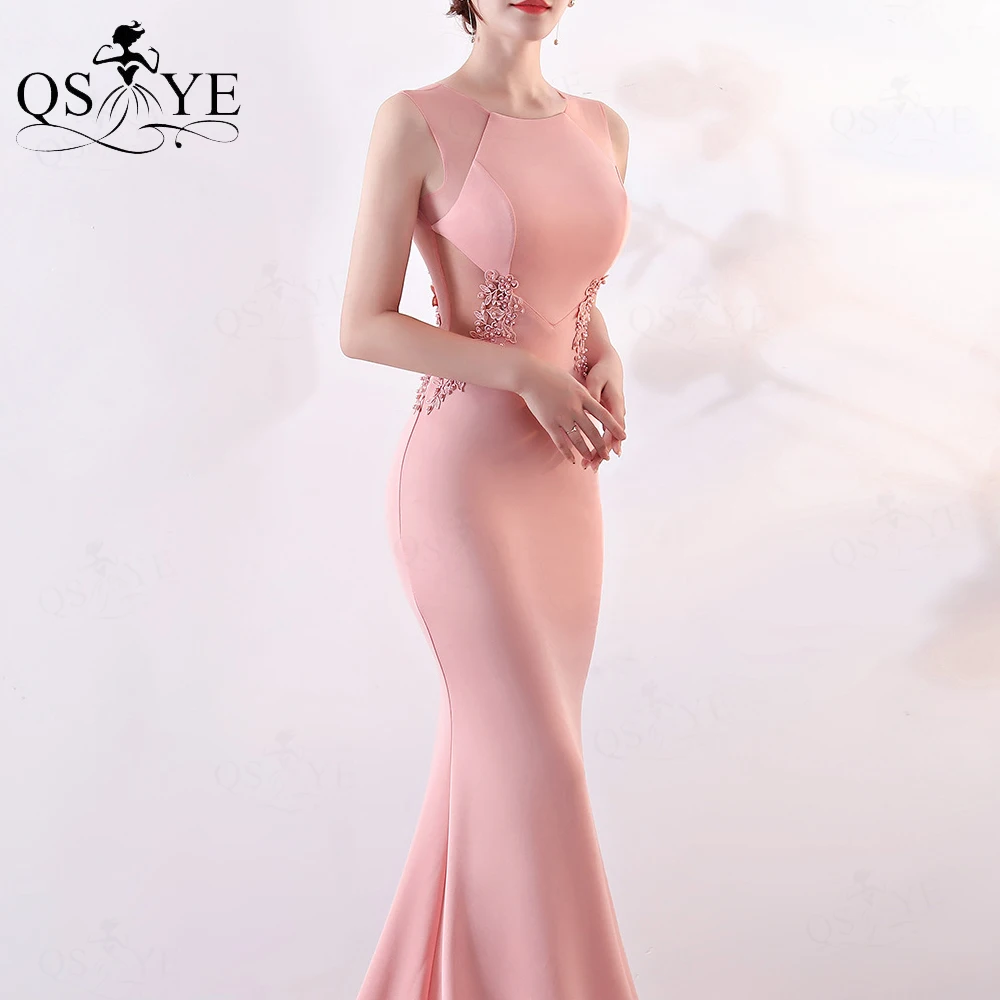 Pink Bridesmaid Dresses Illusion Waist Beaded new Appliques Lace Evening 2025 Prom Gown Sleevelesss Long Fit Satin Formal Party Gown