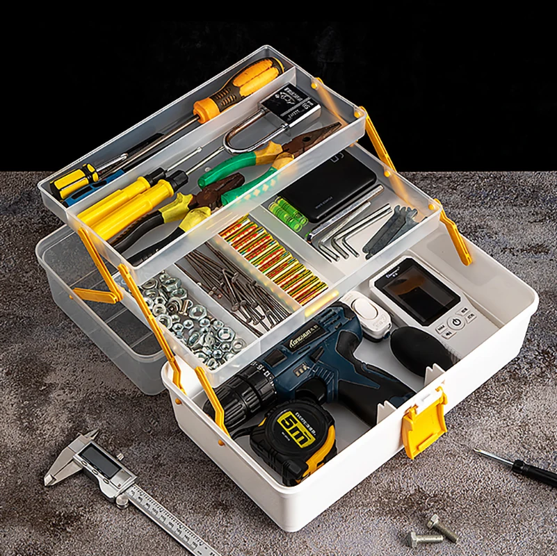 Multifunctional Fold Tools Box Large-capacity Rigid Plastic Case Shockproof Suitcase Parts Organizer Professional Empty Tool Box