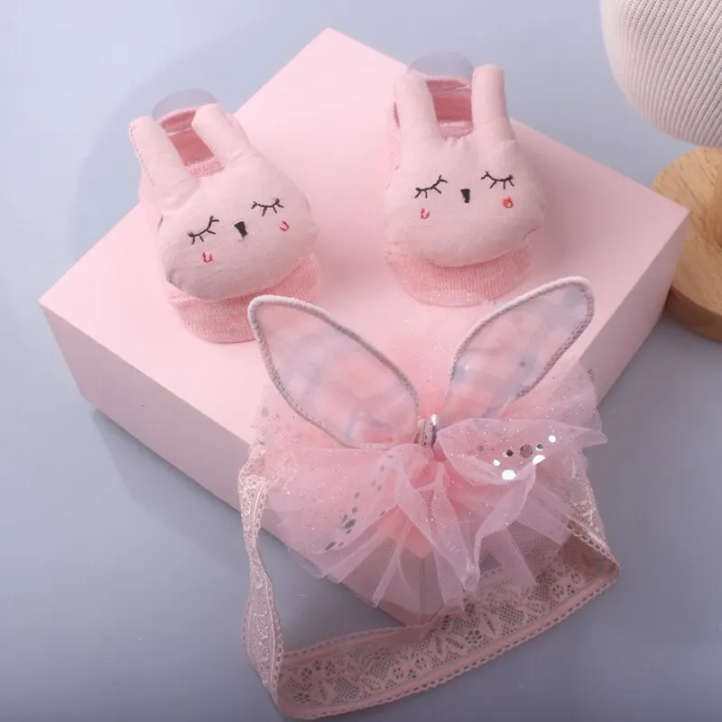 Baby Girls Booties and Headbands 2025 Gift Set Flower Hairbands new Headwrap Soft Socks for Newborn Baby Girls
