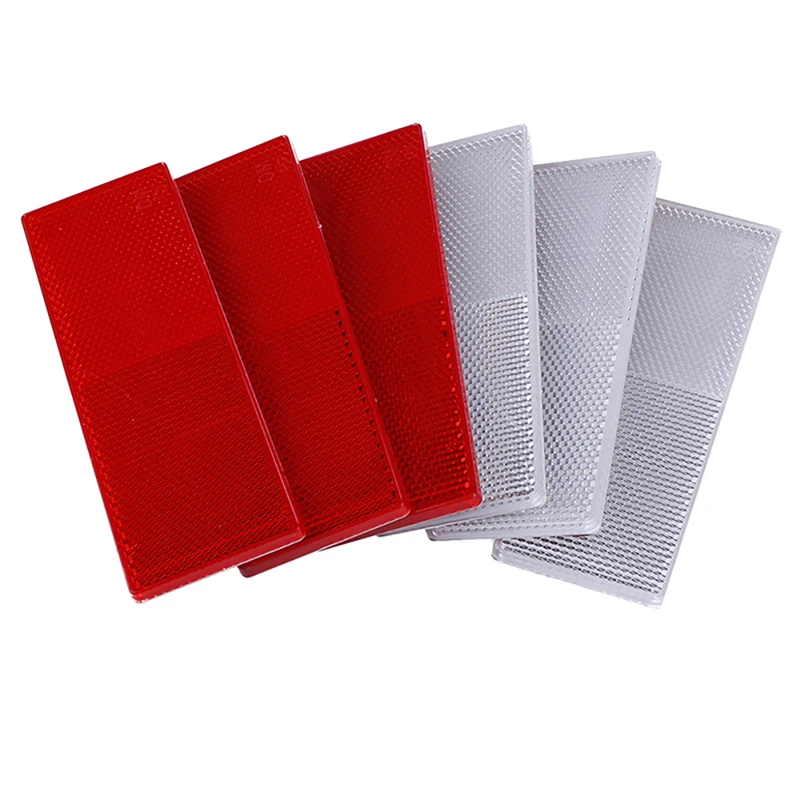 5Pcs Truck Trailer Rectangle Plastic Reflector Reflective Tape Adhesive Auto Safety Night Warning Plate Stickers Car Accessories