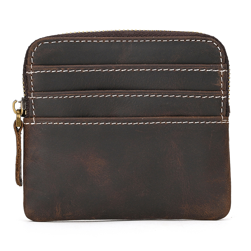 Luufan Crazy Horse Leather Men Zipper Coin Purse Card Holder Short Wallet Women Man Mini Clutch Wallets Money Cash Short Purse