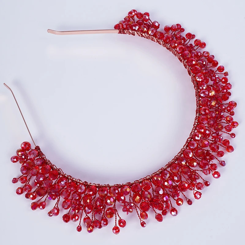 Trendy 2025 Crystal Wedding Hair Accessories Jewelry new Red Women Bridal Party Crown Dias Green Bride Tiaras Purple Headbands