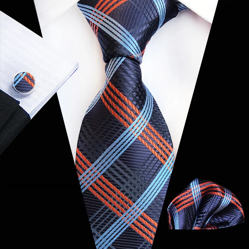 Men's Plaid 2025 Formal Tie new Three Piece Suit Including Tie Pocket Towel Cufflinks