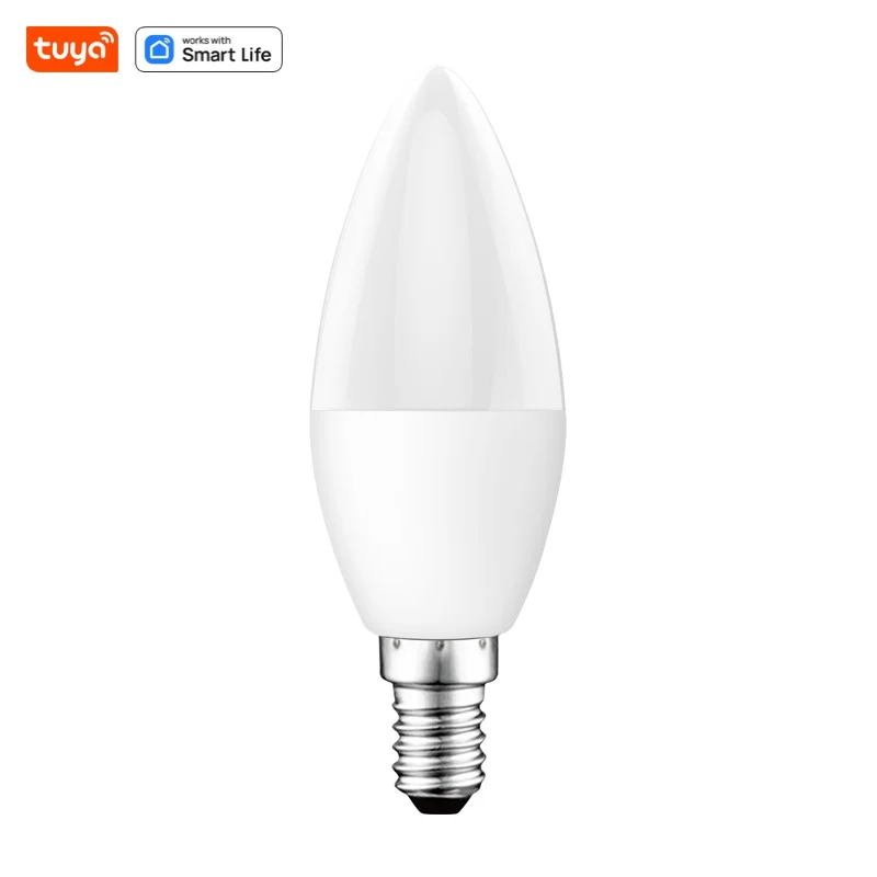 Tuya Smart Home WiFi LED Light Candle C37 Lamp E14 100-240V 5W WiFi Light Bulb Smart Light Bulb Work With Alexa Google Assistant