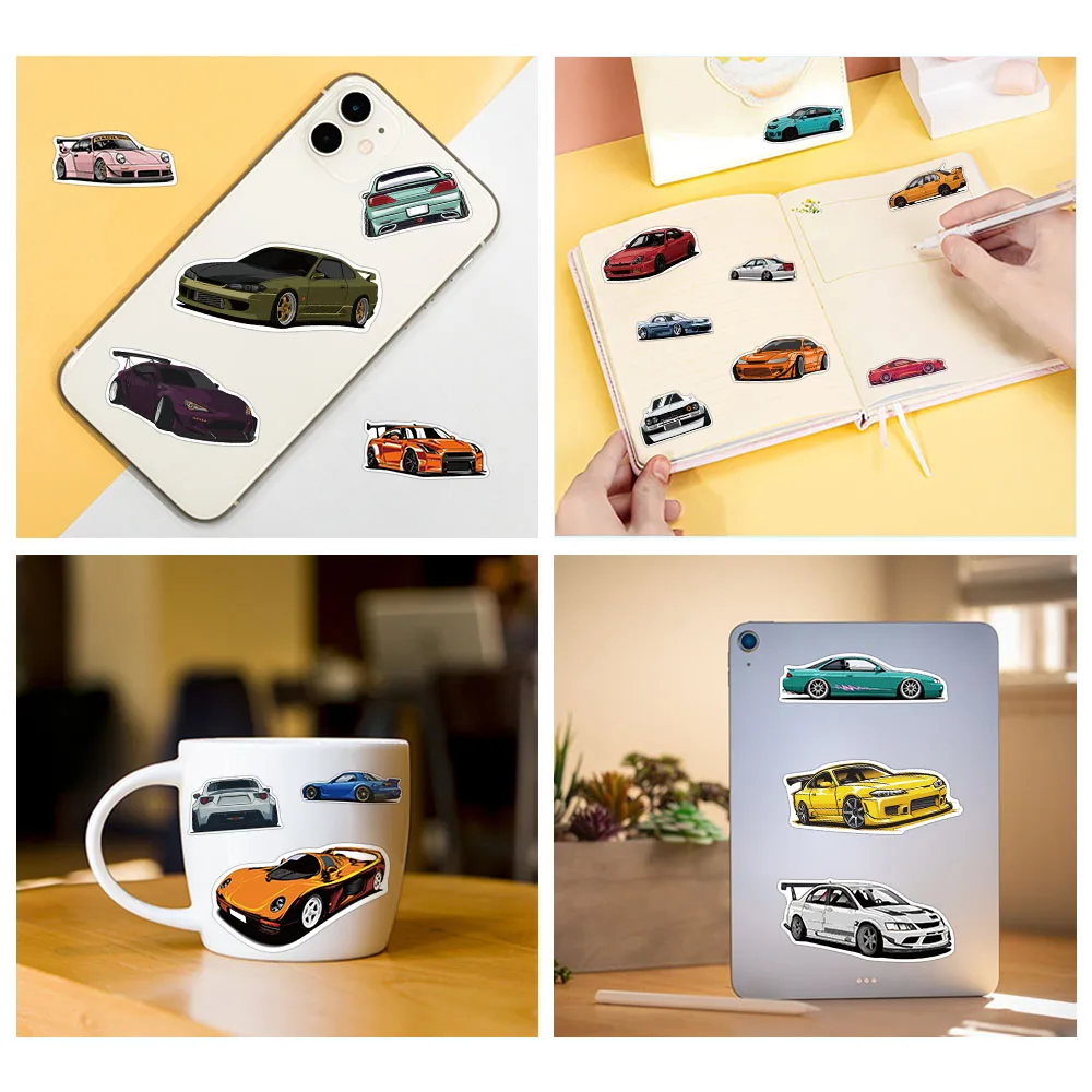 50/100PCS JDM Racing Anime Car Japan Stickers for Motorcycle Phone new Laptop Car Bike Lage Waterproof Graffiti Decal 2025 Kid Toy