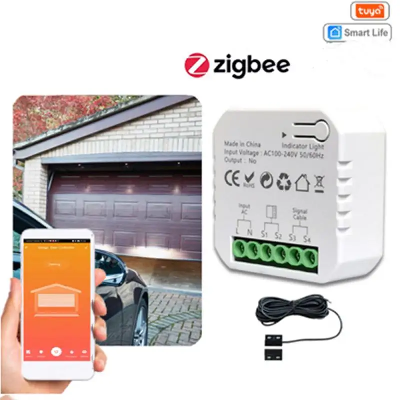 Tuya WIFI/ZigBee Garage Door Opener Controller App Remote Control Supports Alexa Google Home Zigbee2MQTT Gateway Needed