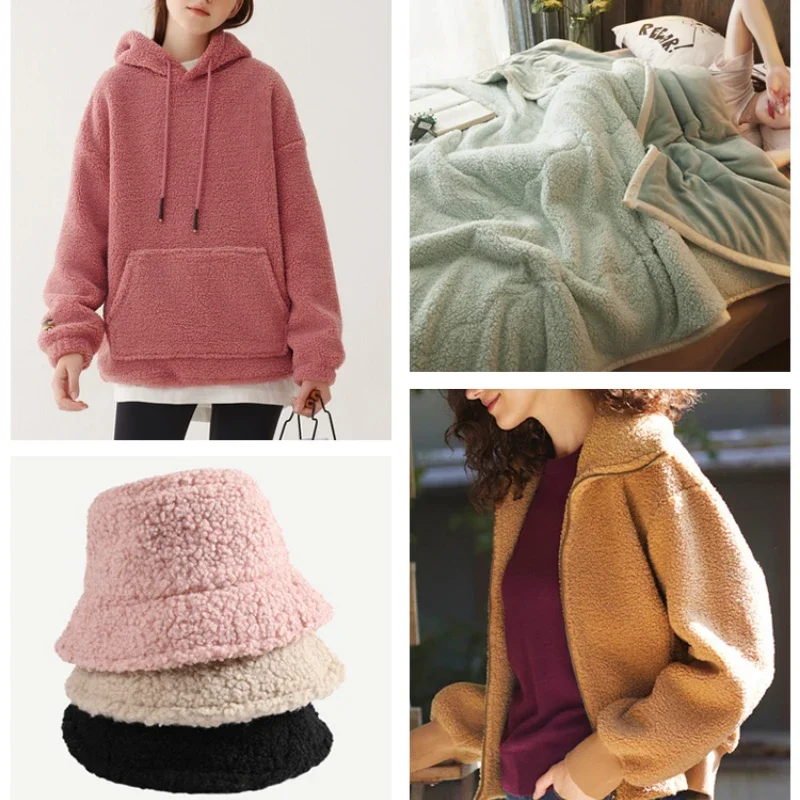 45cmx50cm Lamb Wool Fabric Thickening Warmth Coral Fleece Plush Sweater 2025 Blanket Coat Doll Lining DIY Apparel new Sewing FabricTJ8548