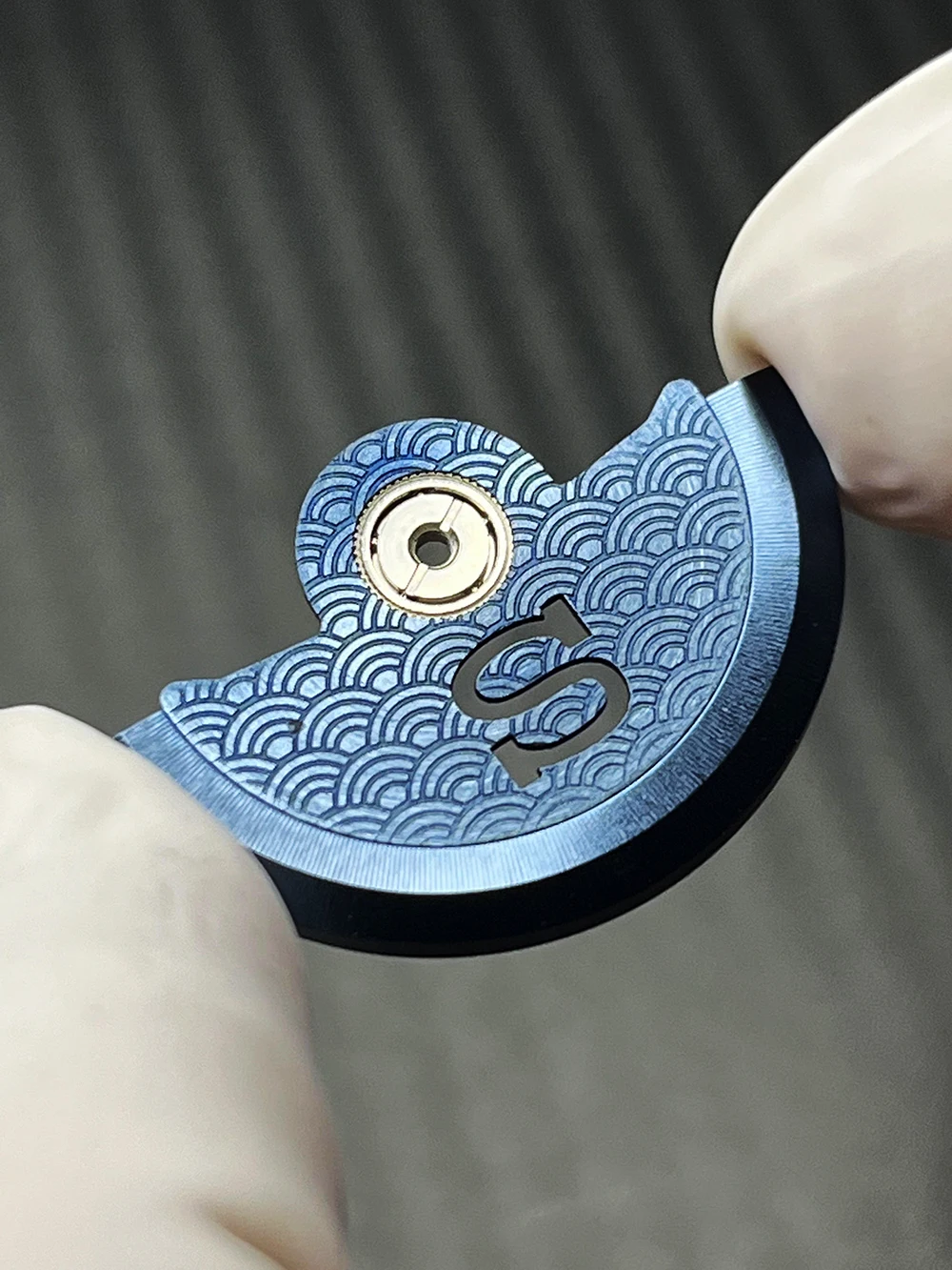 Mod Customized Oscillating Weight Rotor Compatible with NH34 NH35 NH36A Movement Steel Blue Hammer Parts Hollow "S" Mark New 448