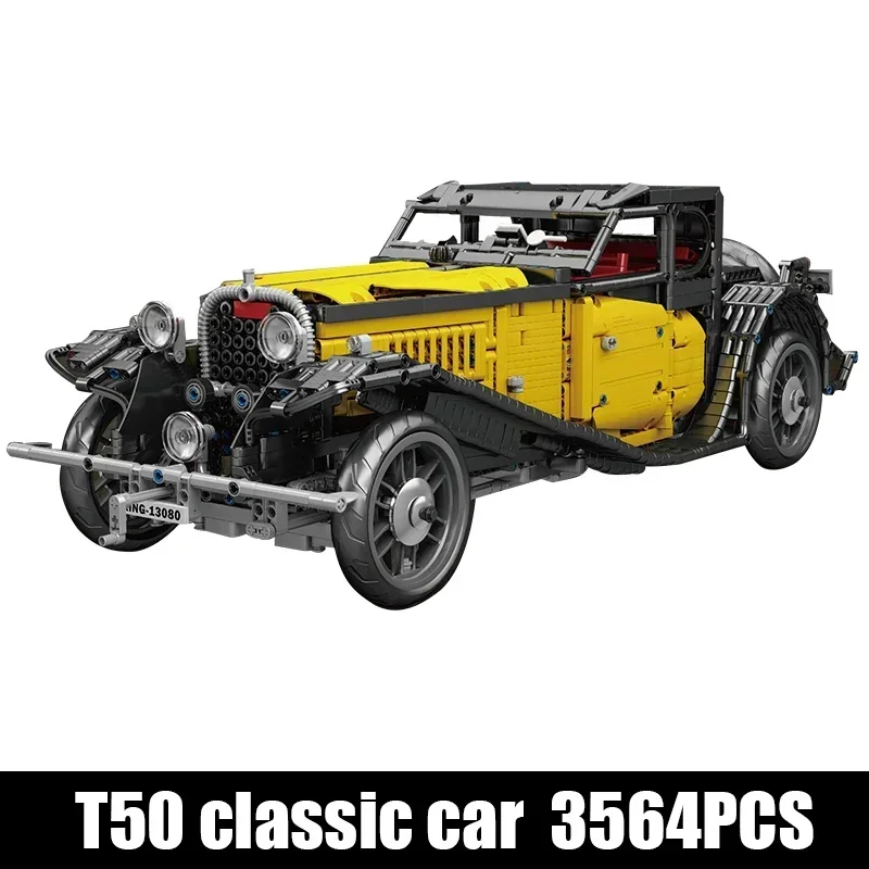 Mould King Car 1931 Mercedes Block Car Assembly Model Pull Back Building Blocks MOC Vintage Classic Car Toys For Adult Kid Gift