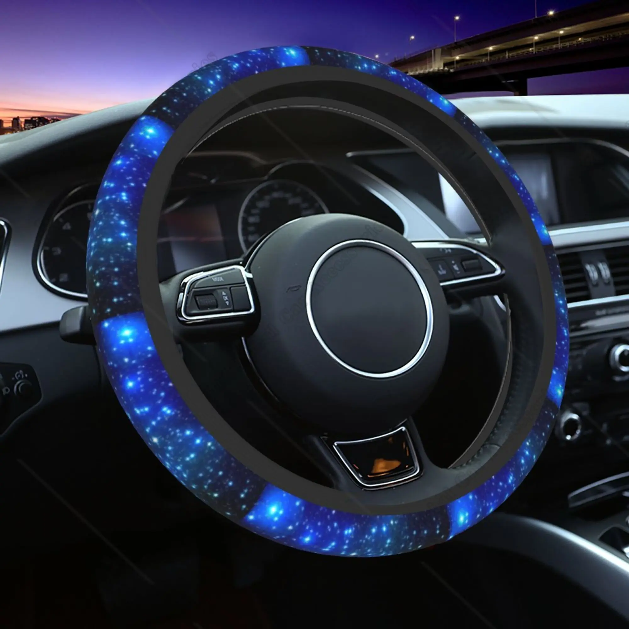 2025 Galaxy Blue Universal 15 Inch Steering Wheel Covers Beautiful Galaxy and Star Cute Car Steering new Wheel Cover Car Accessories