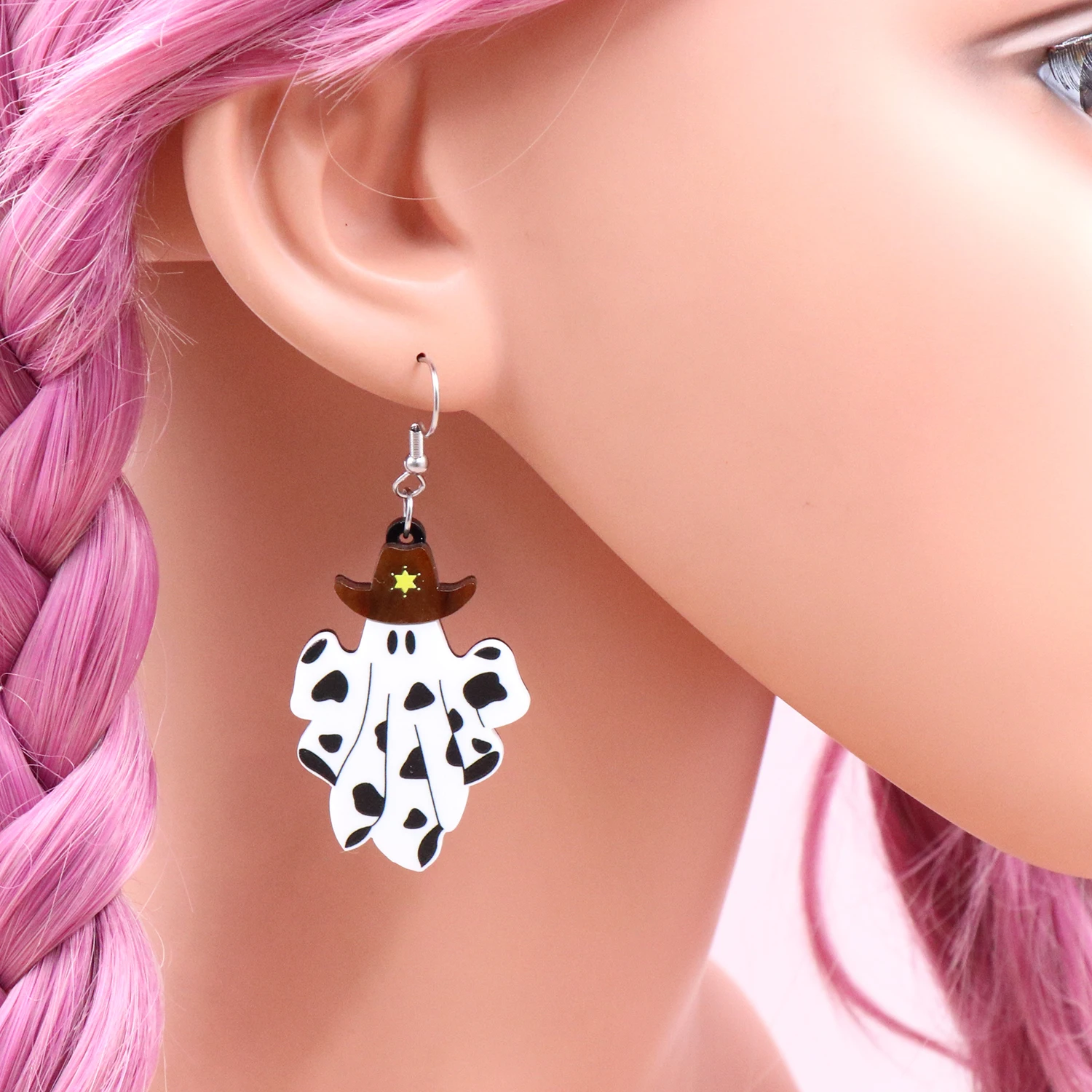 1pair New product CN Drop western cowboy ghost TRENDY halloween Acrylic earrings Jewelry for women
