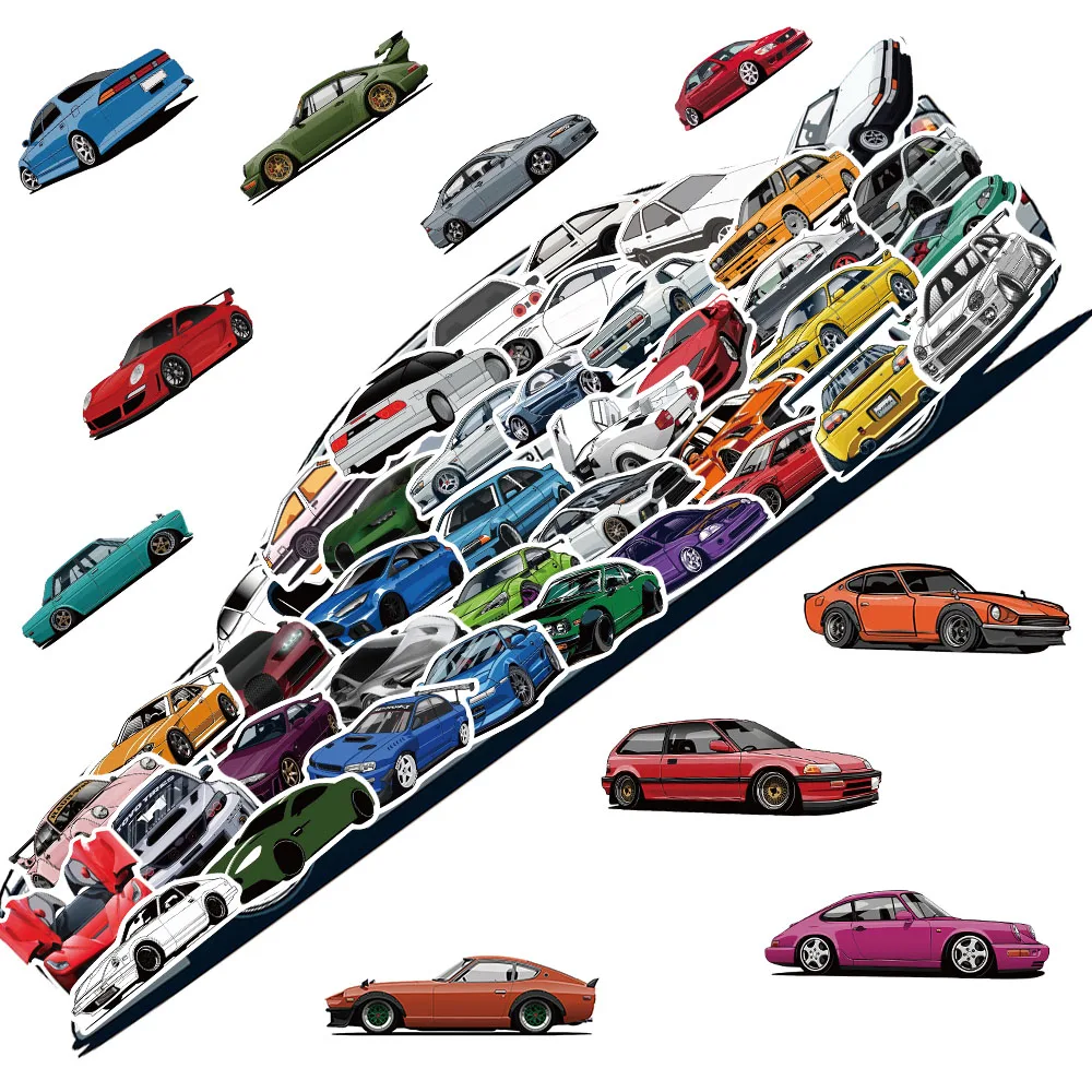 50/100PCS JDM Racing Anime Car Japan Stickers for Motorcycle Phone new Laptop Car Bike Lage Waterproof Graffiti Decal 2025 Kid Toy