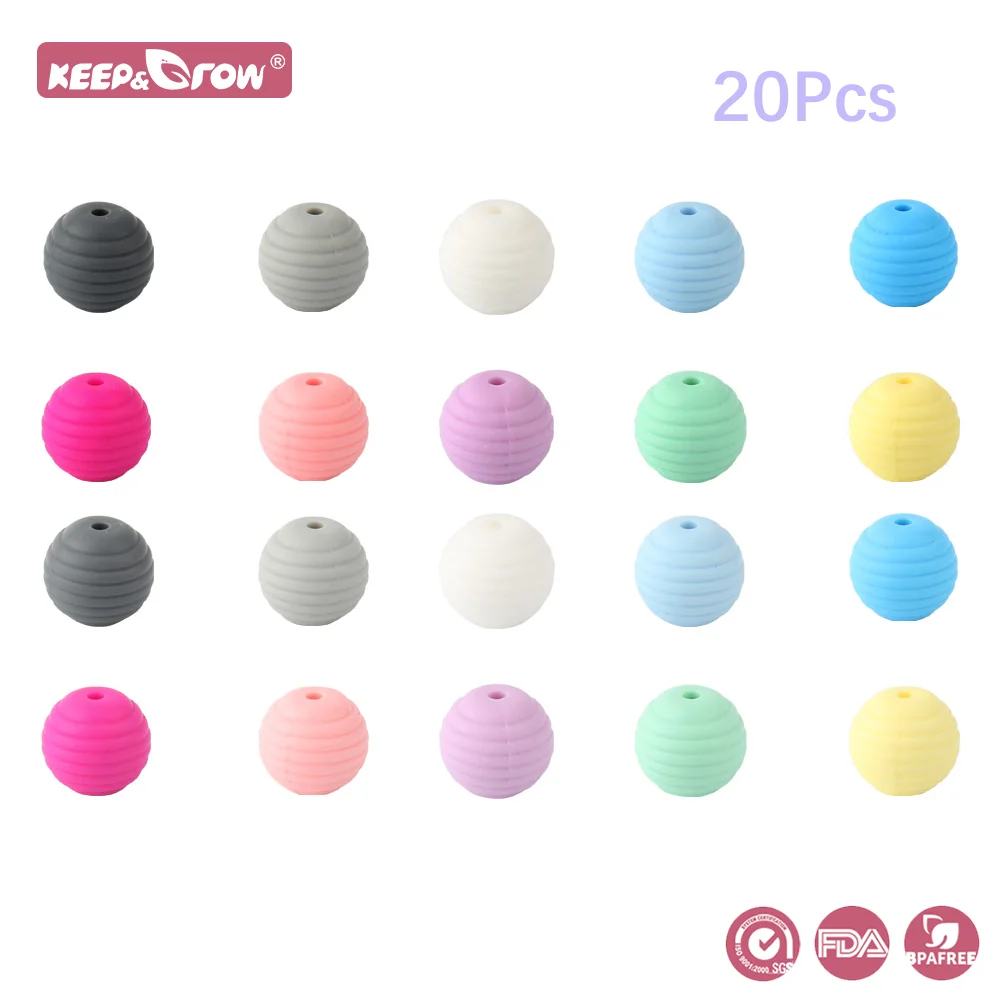 2025 20Pcs 15MM Round Spiral Silicone Beads BPA Free Chewable Baby Teething new Toys Care Infant DIY Pacifier Chain Accessories