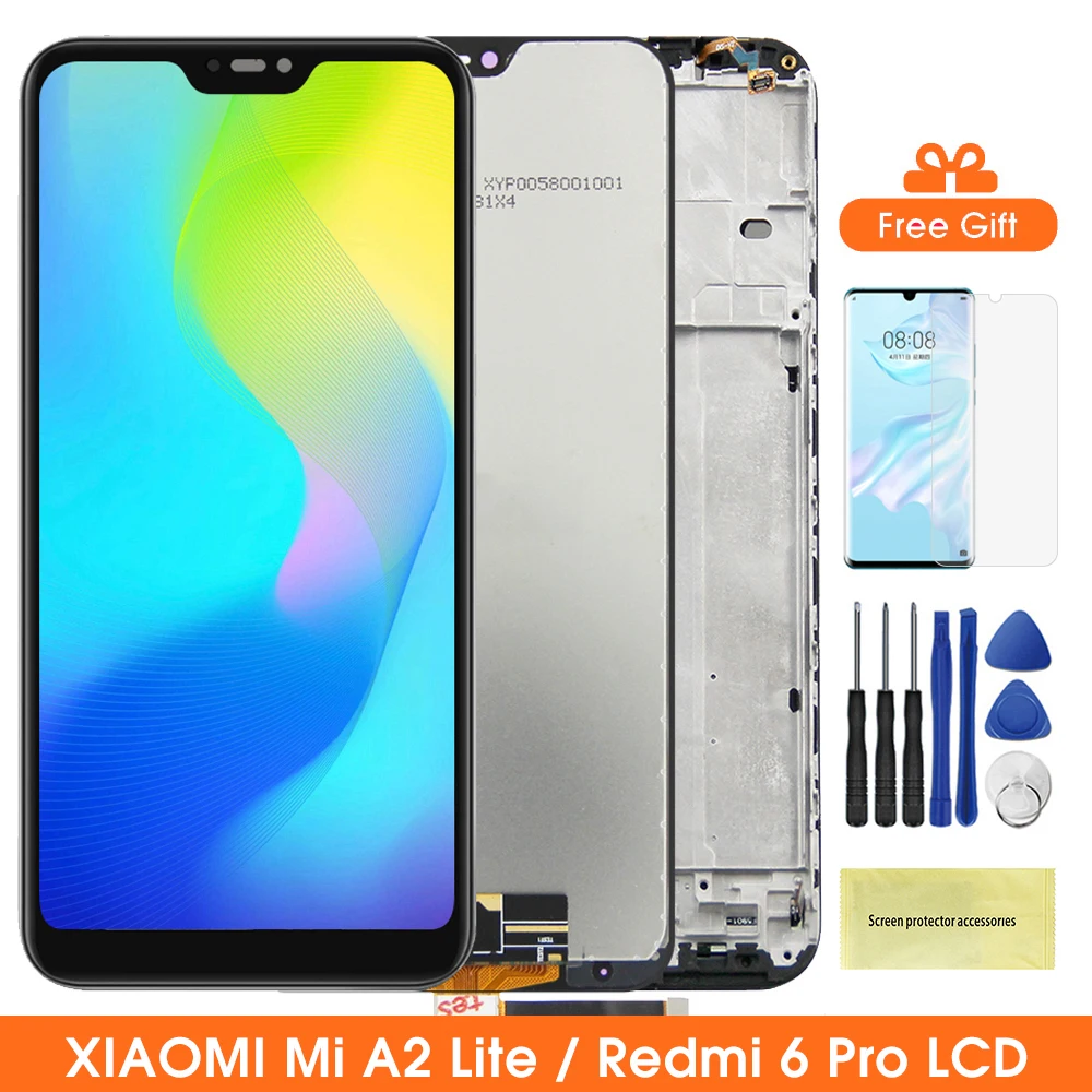 5.84" Mi A2 Lite Screen For Xiaomi Mi A2 Lite Lcd Display Touch Screen Digitizer Assembly With Frame For Redmi 6 Pro Redmi6 Pro