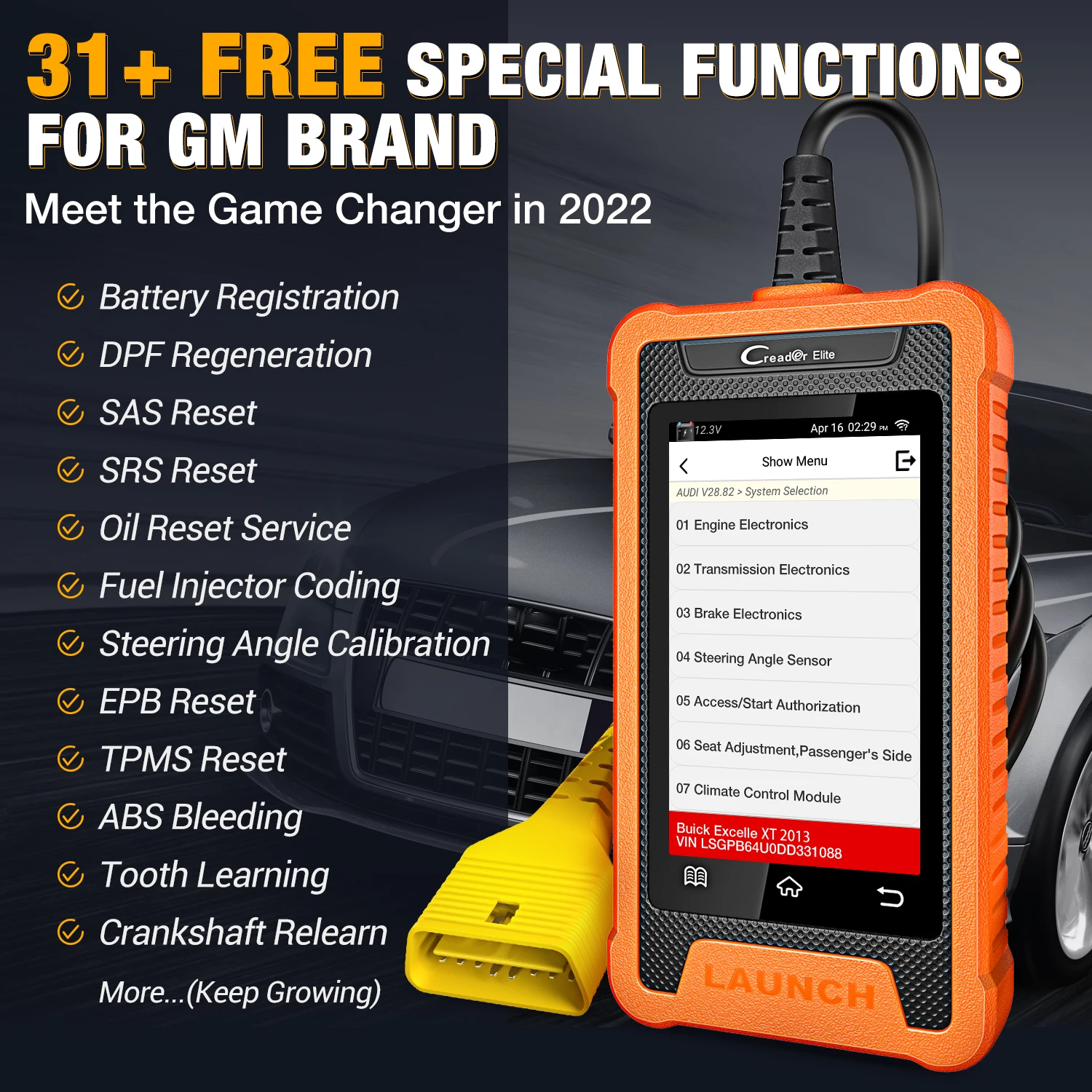 LAUNCH X431 Elite OBD2 Full System Diagnostic Tools Automotive Scanner Active Test Coding 31+ Reset For Audi For Benz For BMW