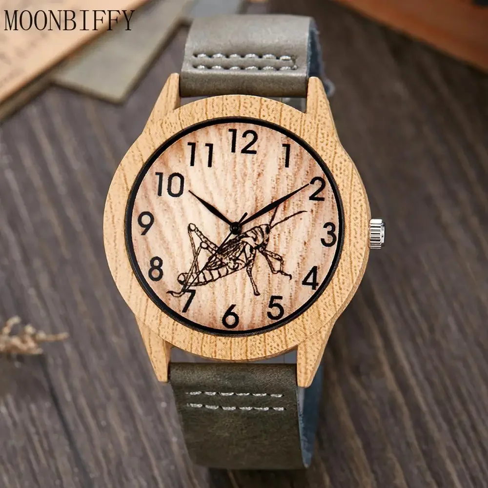 2023 Creative Wood Watch Men Women Couple Quartz Imitate Bamboo Wooden 2025 Watch Minimalist new Watches Soft Brown Leather Wrist Clock