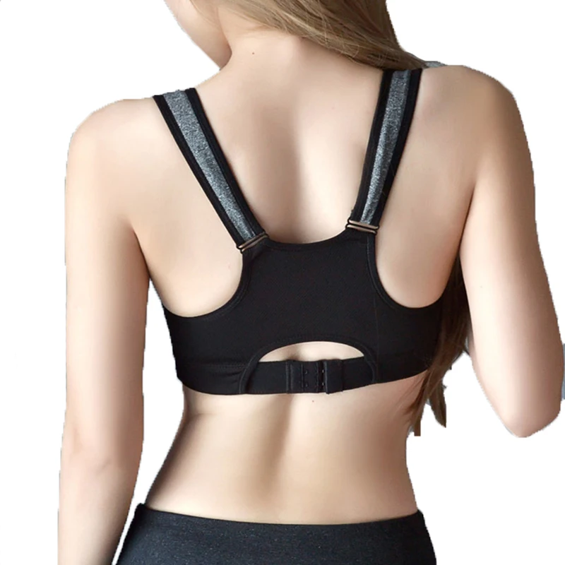 Absorb sweat Shock-proof Sports Bra High-strength four-level without steel ring new front 2025 zipper sports bra Fixed shoulder straps