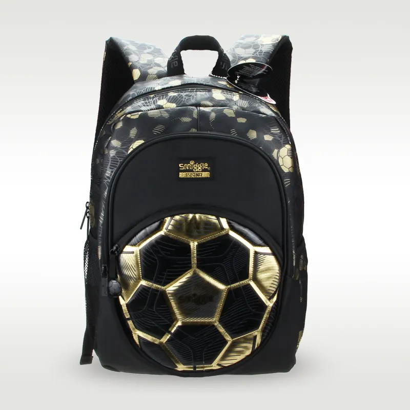 Australia new Original Smiggle High 2025 Quality Children's Schoolbag Boys Pupil Backpack Gold Big Football Waterproof 16 Inches Hiking