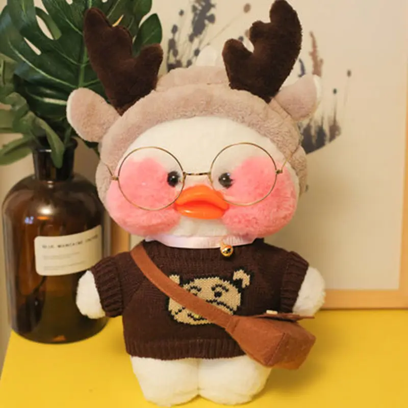 DIY Aesthetic Personalized Clothes Suit With Soothing Toys Lalafanfan Yellow Ducks Kawaii Aminal Doll 2025 Girl Kids new Birthday Gifts
