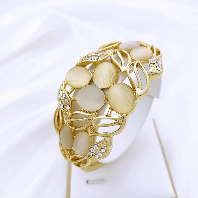 Vintage 2025 Opal Jewelry Set For Women Design Necklace Earrings Bracelet And Ring Gold Plated Dubai new Nigeria High Quality