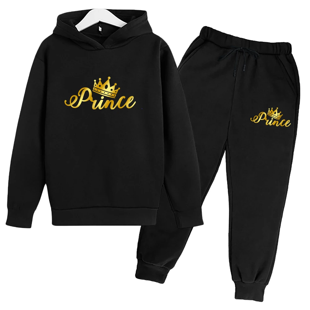 Parent Children's Family Clothes King Queen Prince new Parent-Child Tracksuits Women Men Boys Girl Kids Hoodies 2025 + Pants 2 Piece Set