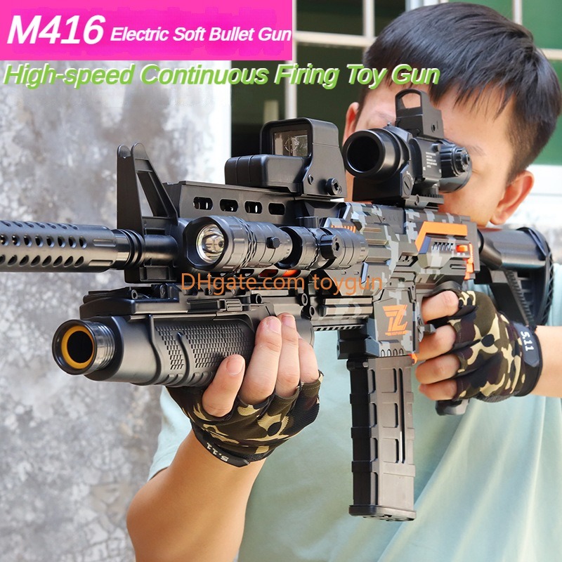Electric M416 AK Soft Bullets Toy Gun Detachable Submachine Gun Continuous Firing Foam Darts Model Outdoor Cs Pubg Game Collection Birthday Gifts For 