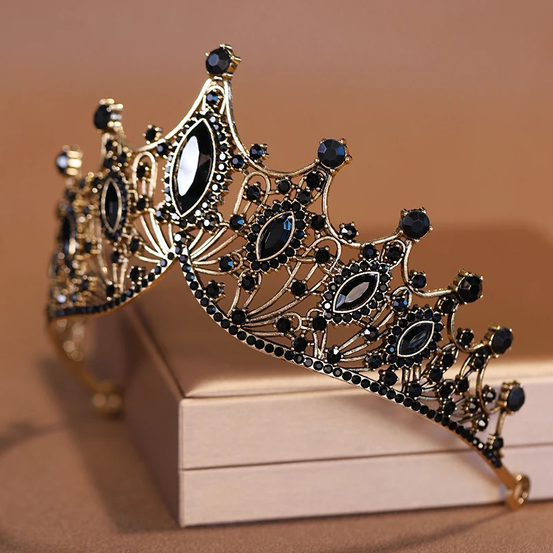 Itacazzo Bridal Headwear Black-colour Baroque Style Mysterious Ladies' Bridal Wedding Tiara