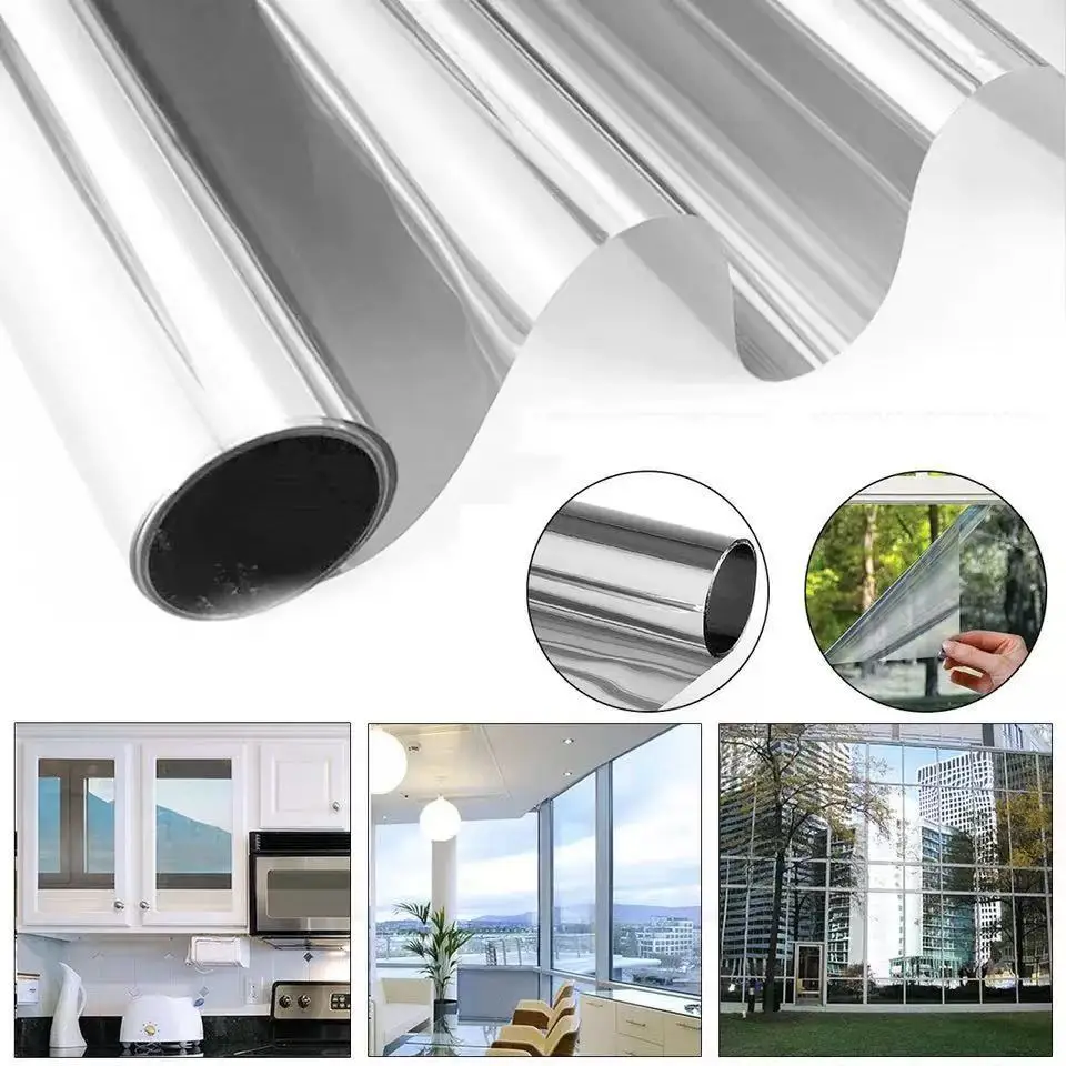 Window Film One Way Mirror Film Daytime Privacy Static Non-Adhesive 2025 Decorative Heat Control Anti new UV Window Tint Home and Office