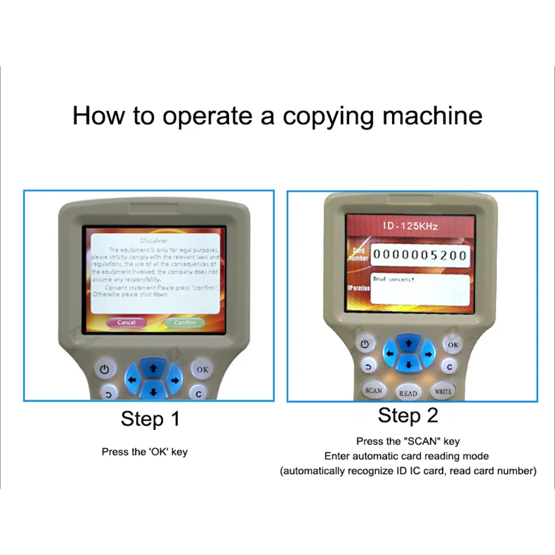 English 10 Frequency RFID Reader Writer Copier Duplicator IC/ID with USB Cable for 125Khz 13.56Mhz Cards LCD Screen