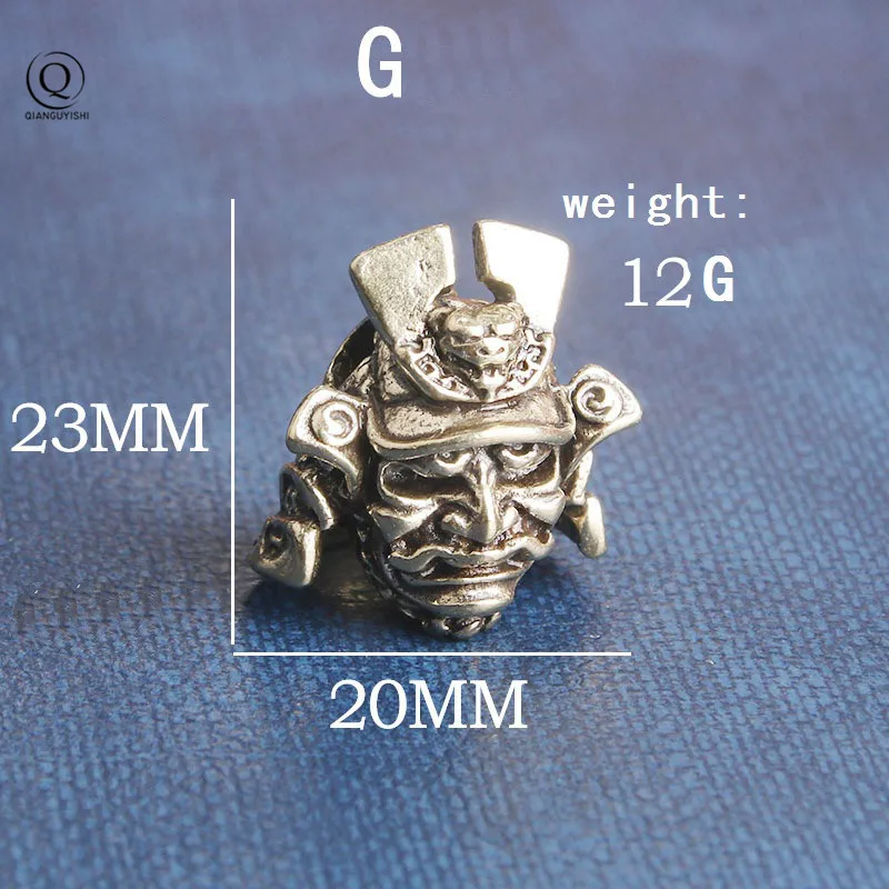 Japanese Eagle Nose Samurai Helmet Knife Beads Woven Paracord Lanyard Pendants 2025 new Outdoor EDC Umbrella Rope Brass DIY Accessories