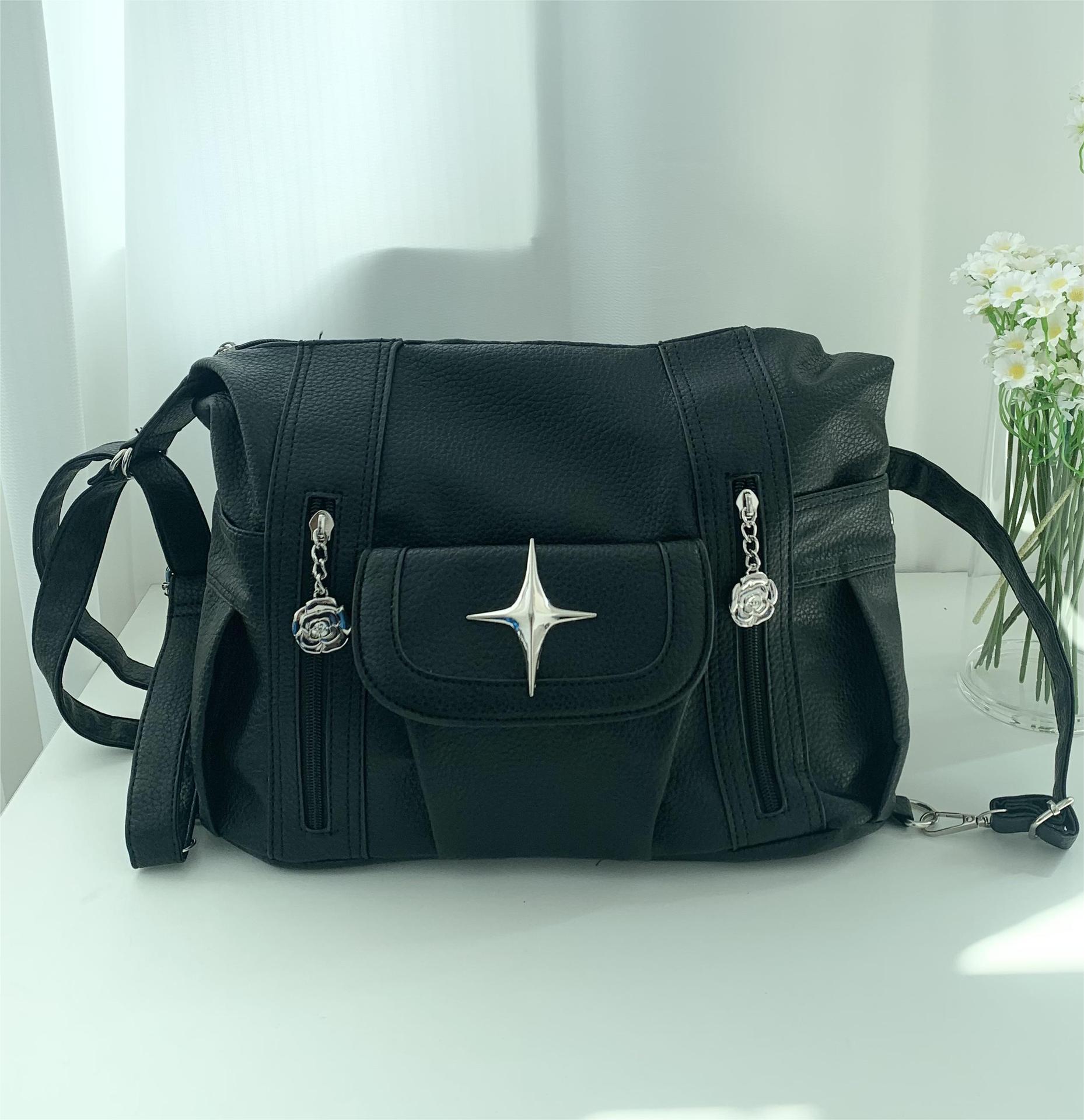 Double shoulder bag for men and women personalized simple and versatile single shoulder diagonal cross bag large capacity student travel bag