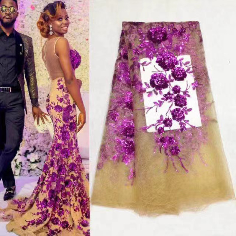 2024 High Quality African Lace Fabric French Net Sequins Fabric for Sewing Embroidered 2025 Lace Tulle Nigerian Lace new Fabric 5 Yards