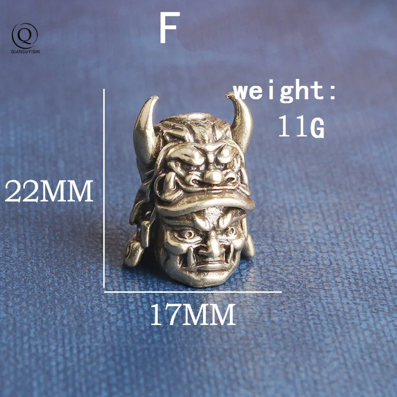 Japanese Eagle Nose Samurai Helmet Knife Beads Woven Paracord Lanyard Pendants 2025 new Outdoor EDC Umbrella Rope Brass DIY Accessories