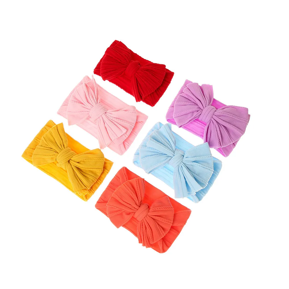 Big 2025 Bowknot Baby Girls Hairband Newborn Solid Color Baby Hat Turban Knot Head Wraps Baby Kids Bonnet Beanie new Photography Props