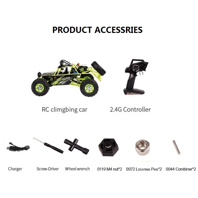 WLtoys 2.4G 12428 1/12 4WD RC Racing Car High Speed Off-Road Remote Control Alloy Climbing Truck With LED Light Toys Kids Gift