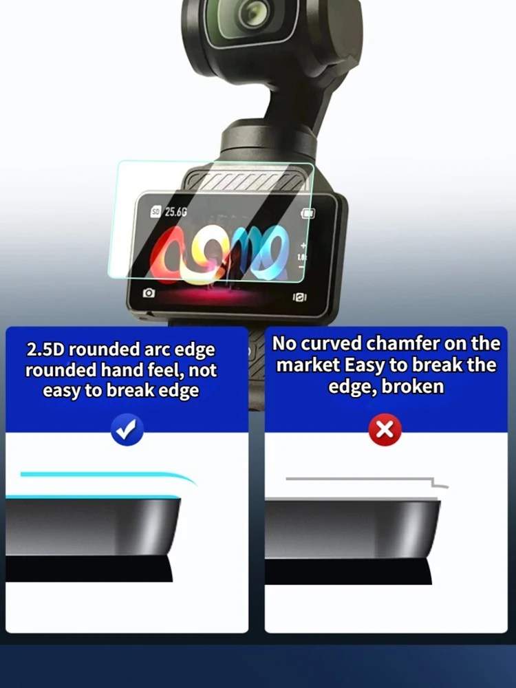For DJI Osmo Pocket 3 Ultrathin HD Clear Tempered Glass Screen Protector LCD Display Film DJI Pocket 3 Camera Lens Protector