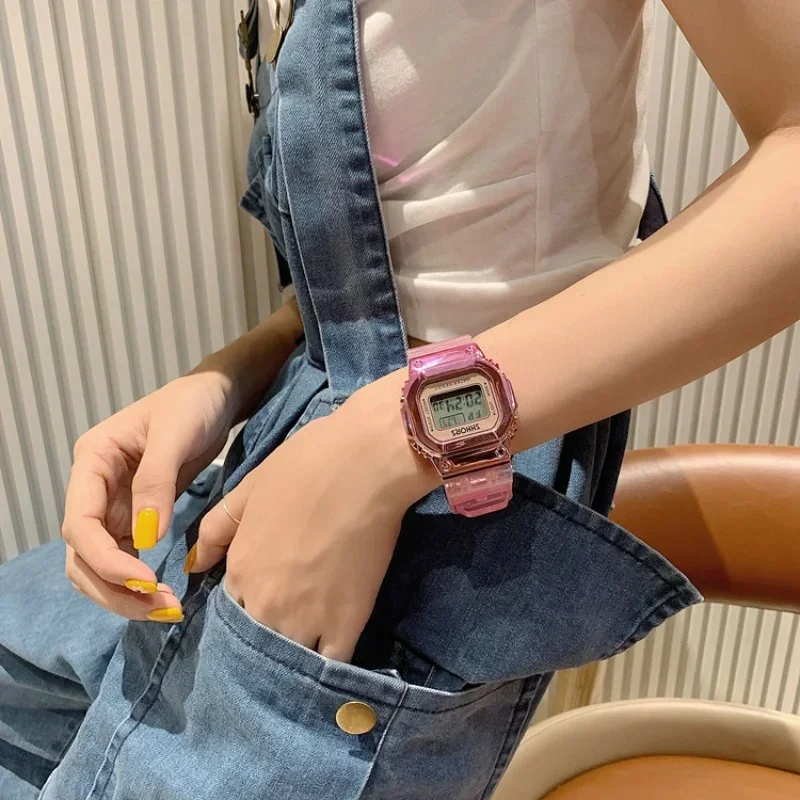 Digital Wristwatches for Men Women Dazzling Electroplate Electronic Watches Students Multi-functional Waterproof Luminous Watch