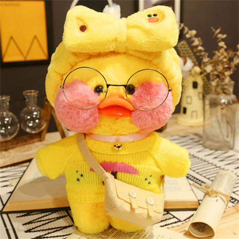 DIY Aesthetic Personalized Clothes Suit With Soothing Toys Lalafanfan Yellow Ducks Kawaii Aminal Doll 2025 Girl Kids new Birthday Gifts