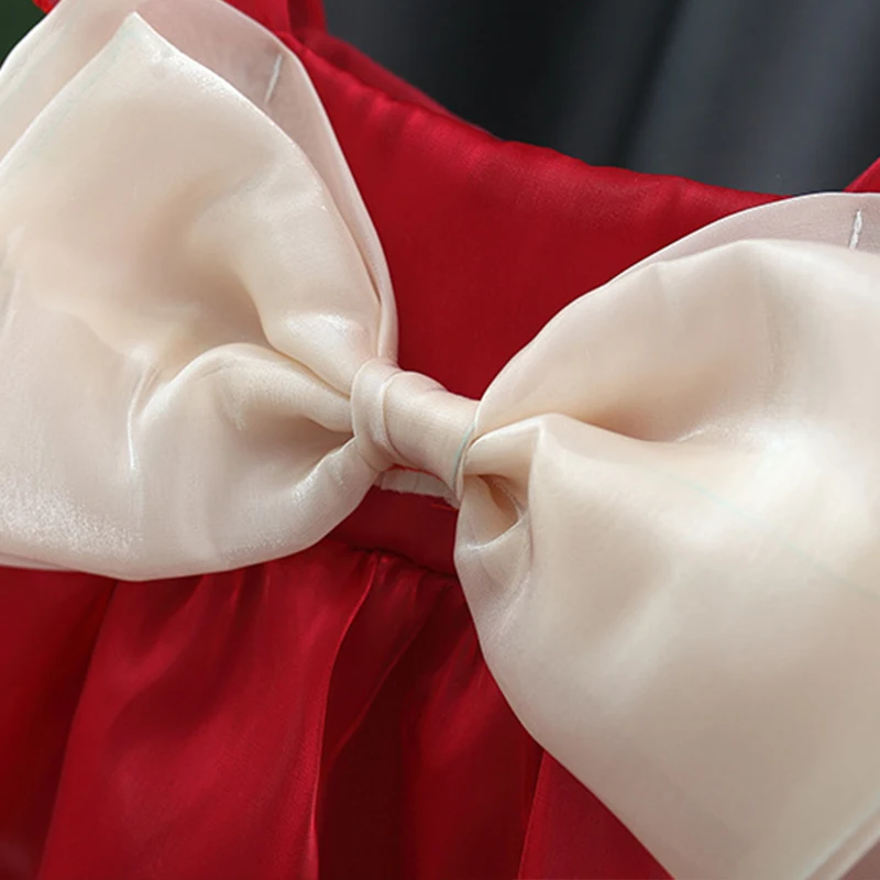 Solid Color Baby Girls new Summer Smooth Cool Children Clothes Sweet Korean Style Kids Bowknot Party Evening Dresses 0 2025 To 3 Years