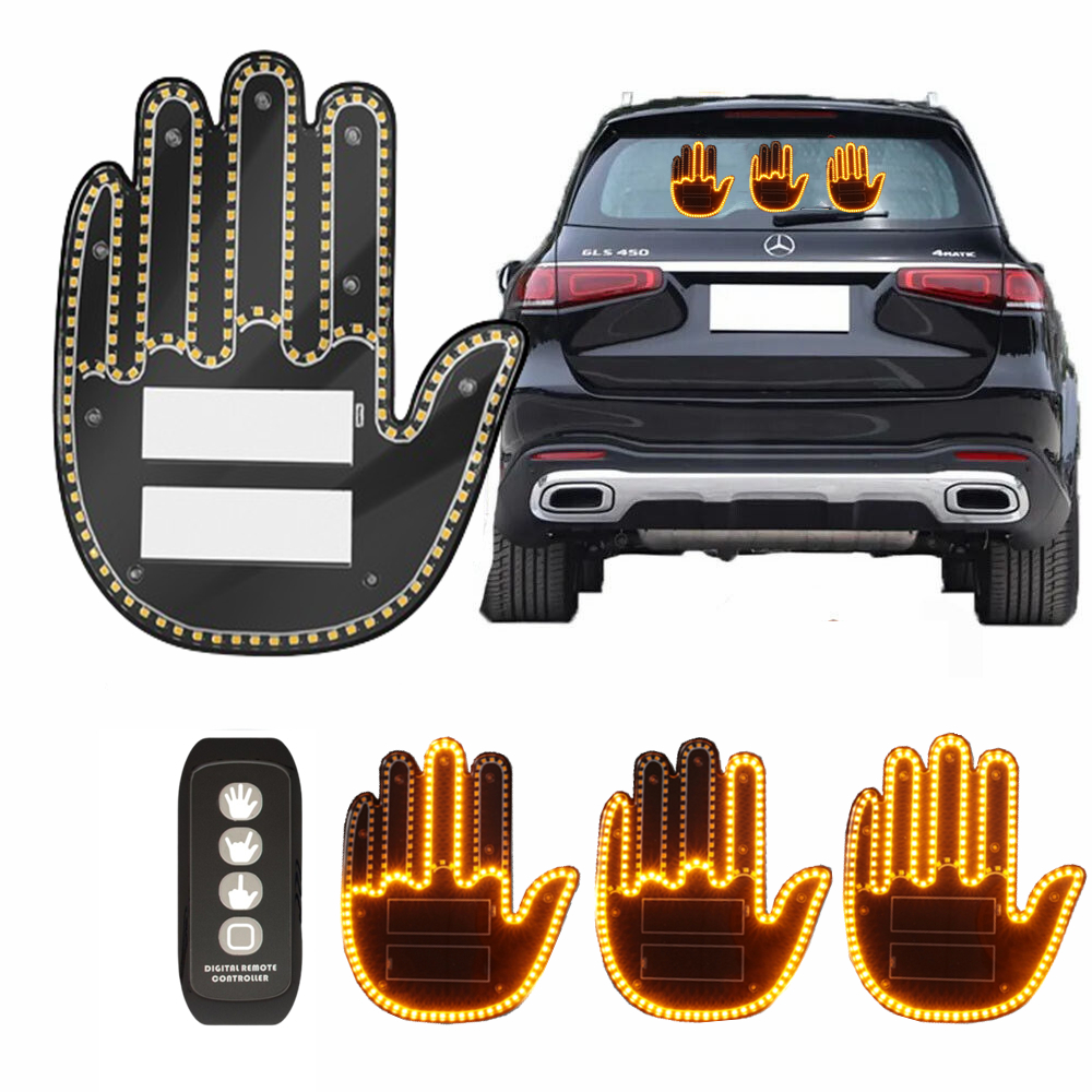 Middle Finger Car Light LED Palm Give The Bird Remote Control Cool Funny Car Interior Light Finger Up LED Hand for Cars