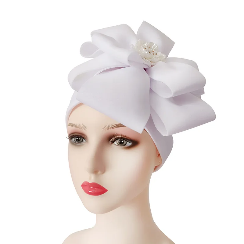 Women's Head Wrap Bonnet Nigeria Auto gele Headtie new Muslim Hijab Hat Turbante Exaggerated Flower 2025 African Turban Cap for Ladies