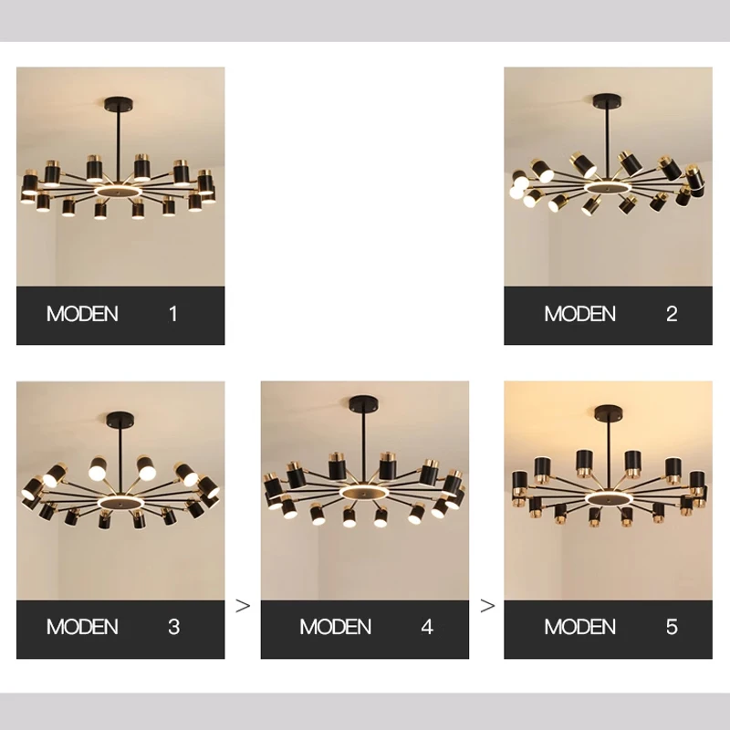 LED Chandelier For Living Room Bedroom Dining Room Kitchen Lamp Modern Style Simple Black Gold Design Ceiling Pendant Lights
