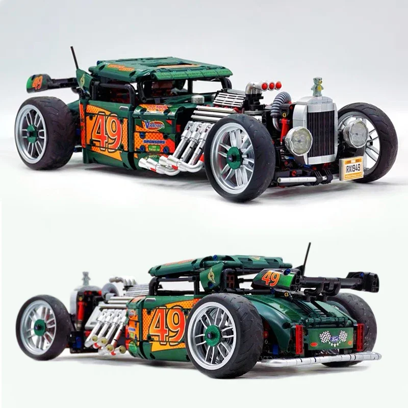 Mould King Car 1931 Mercedes Block Car Assembly Model Pull Back Building Blocks MOC Vintage Classic Car Toys For Adult Kid Gift